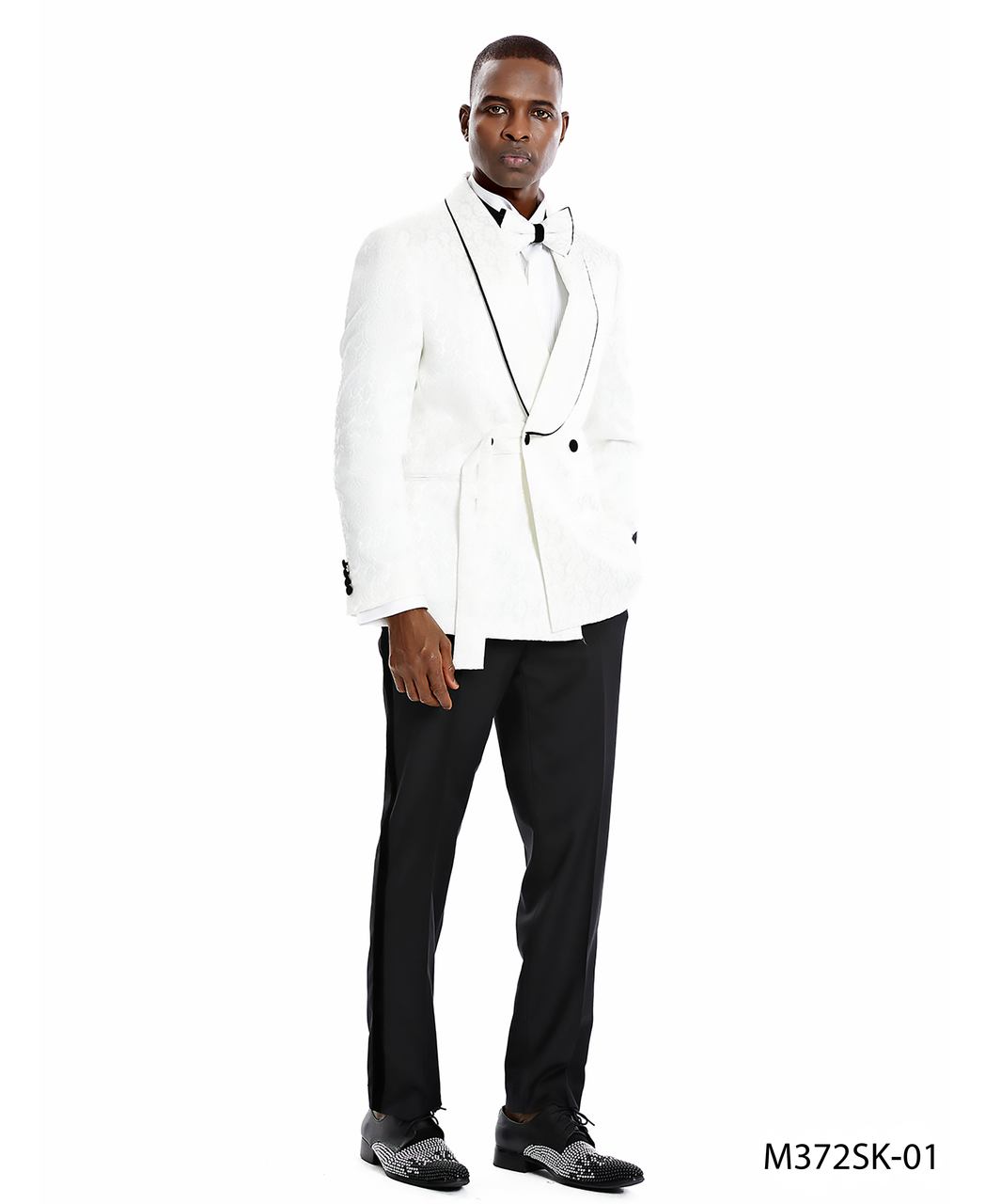 Tazio Mens 2pc Skinny Fit Suit Dark Trim Paisley Design - 38 Short Jacket+32 Waist Adjustable 28to34)(Height: 5 4 to5 7 )(Neck  15-16.5)S-M)