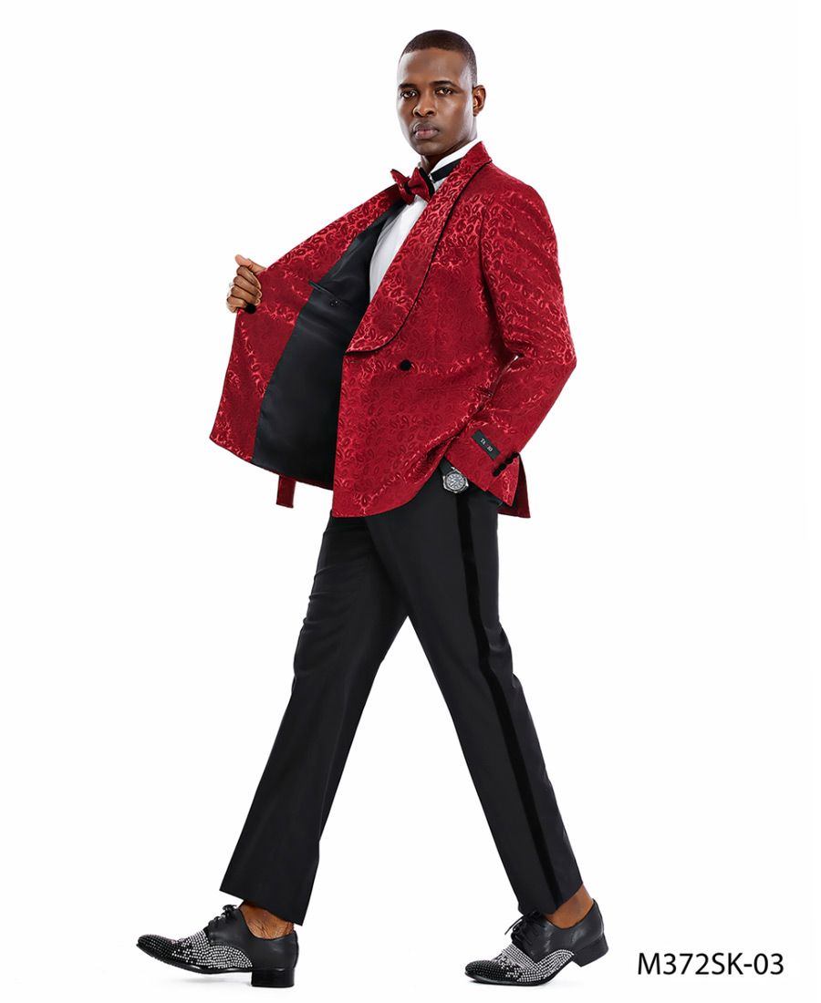 Tazio Mens 2pc Skinny Fit Suit Dark Trim Paisley Design - 38 Short Jacket+32 Waist Adjustable 28to34)(Height: 5 4 to5 7 )(Neck  15-16.5)S-M)