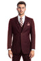 "Burgundy Slim Fit Men's Wedding Suit - Two Button Basic Vested"