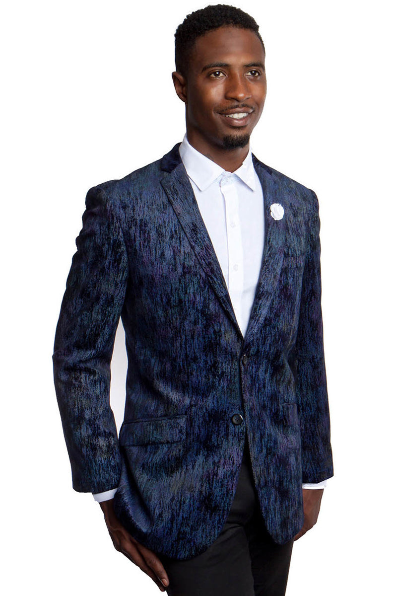 Blue Tie Dye Gradient Men's Slim Fit Sports Coat