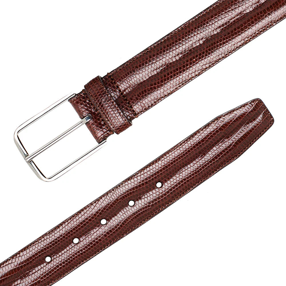 Mezlan Classic Lizard Belt - Dark Brown - 40