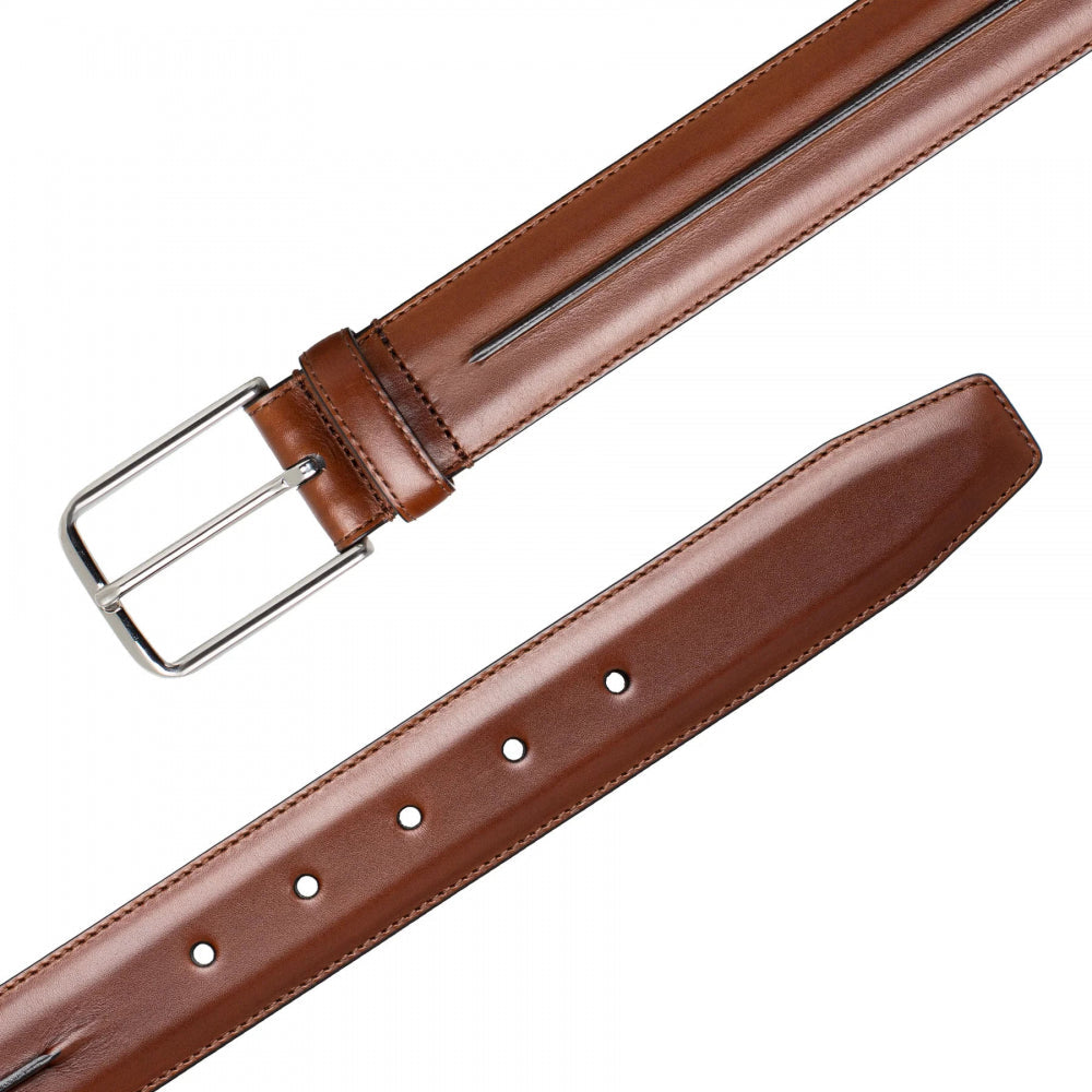 Mezlan Center-Piped Calfskin Belt - 36