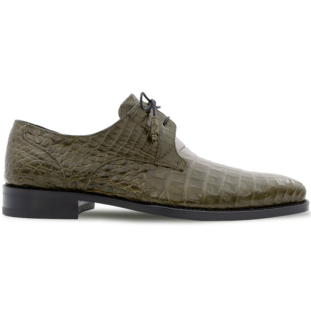 Mezlan Anderson Crocodile Derby Shoes Olive (13584-F) - Medium