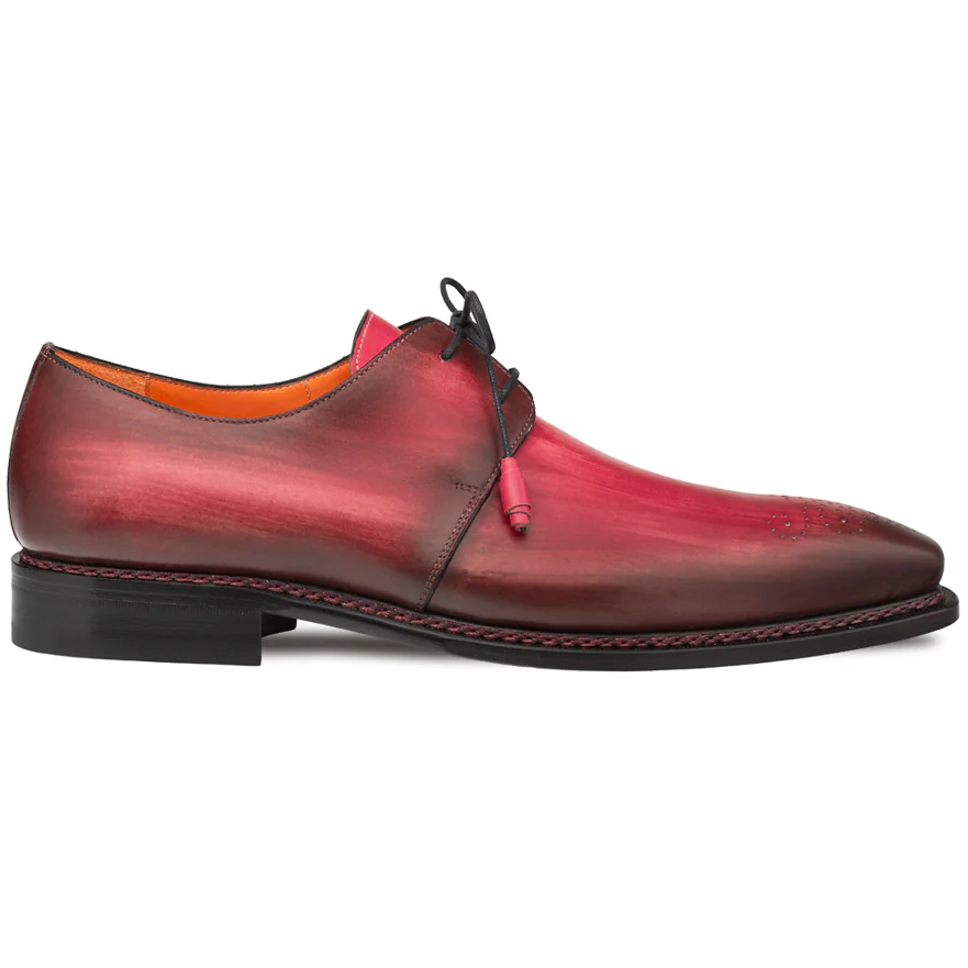 Mezlan Principe Patina Leather Derby Burgundy - Medium
