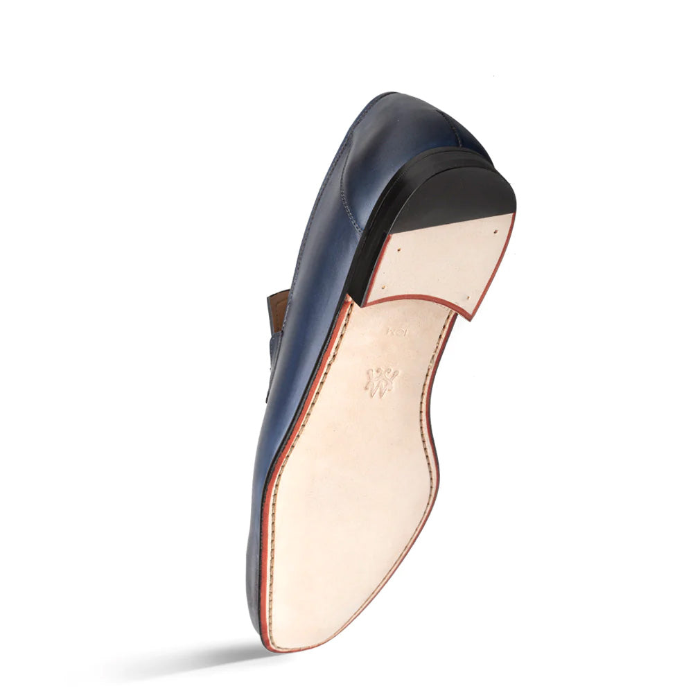 Mezlan Brunello Two-Tone Bit Loafer Pearl Grey / Navy (21100) - Medium