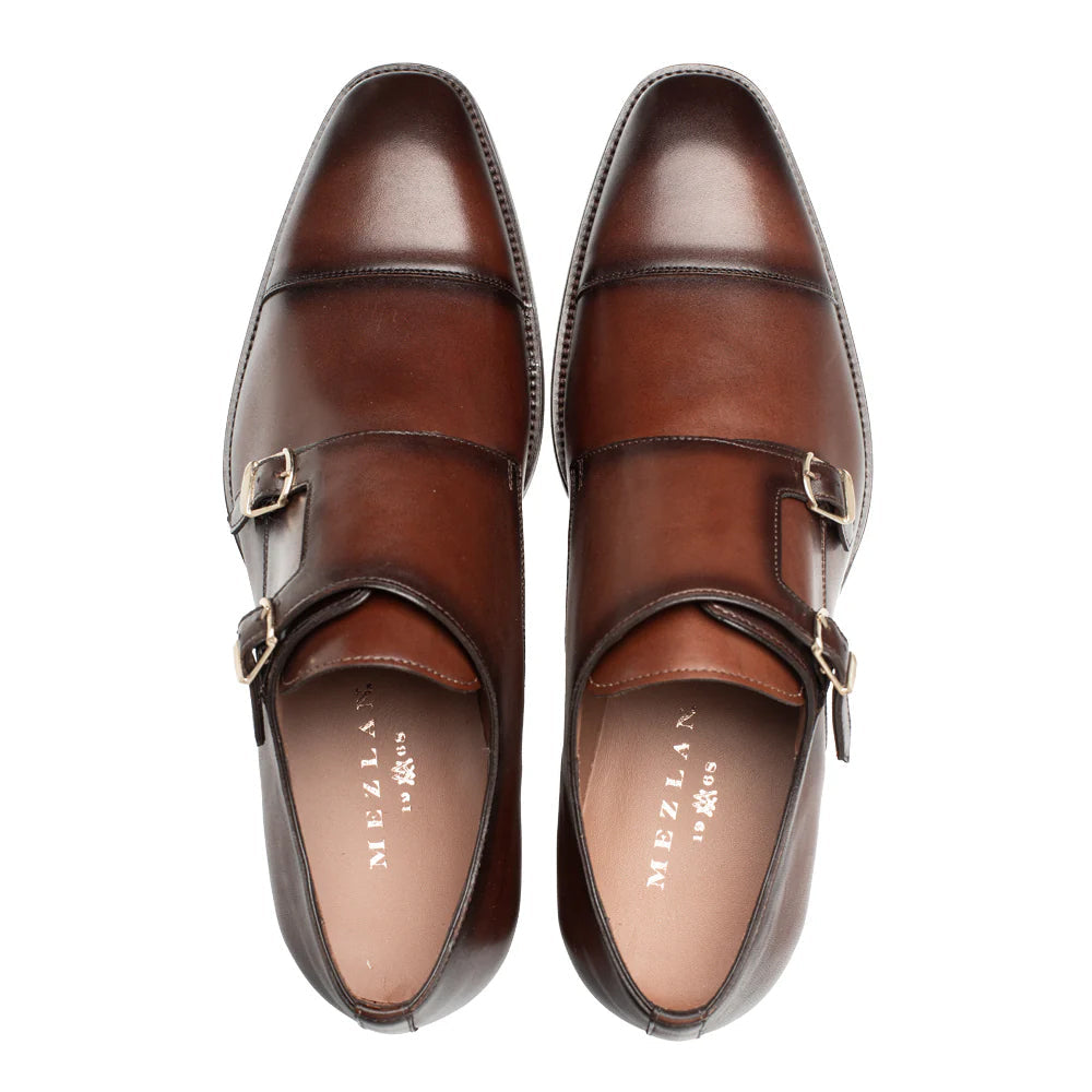 Mezlan Actore Double Monk Strap Chocolate (21151) - Medium