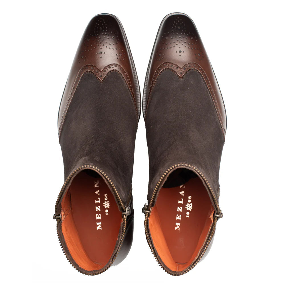Mezlan Camilleri Calf / Suede Zip Boot Brown (21343) - Medium