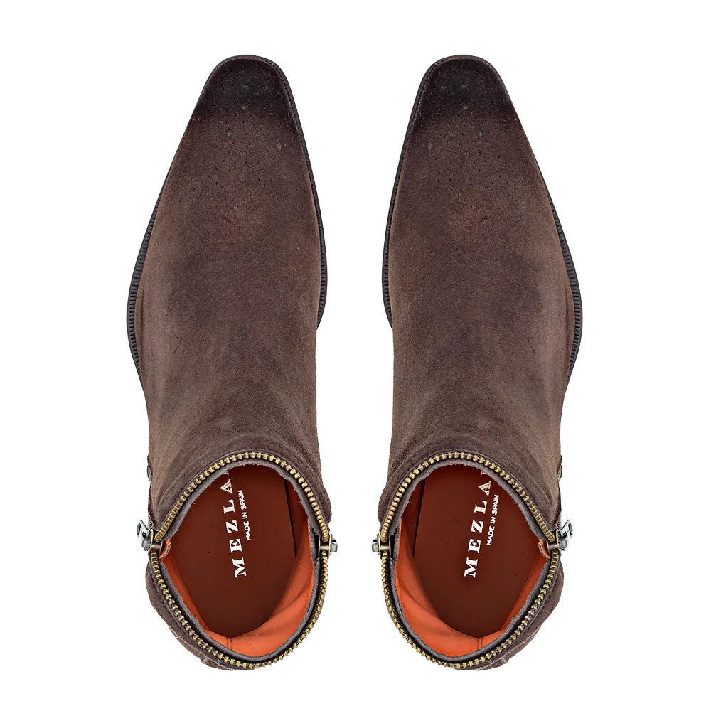 Mezlan Moretti Suede Zip Boot Brown (21686) - Medium