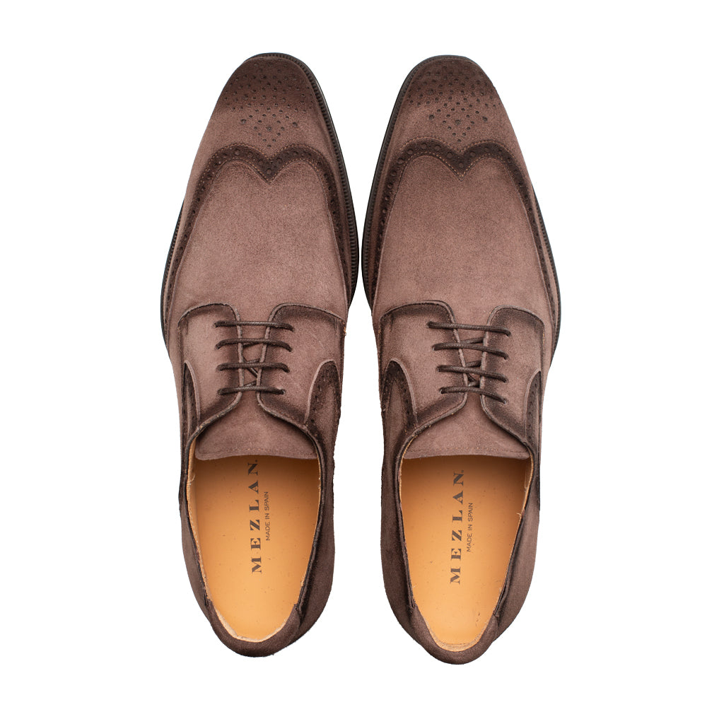 Mezlan Benante Suede Wingtip Derby - Luxury Men's Shoes - 8