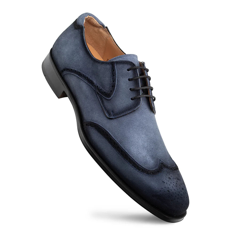 Mezlan Benante Suede Wing Tip Derby Navy (21715) - Medium