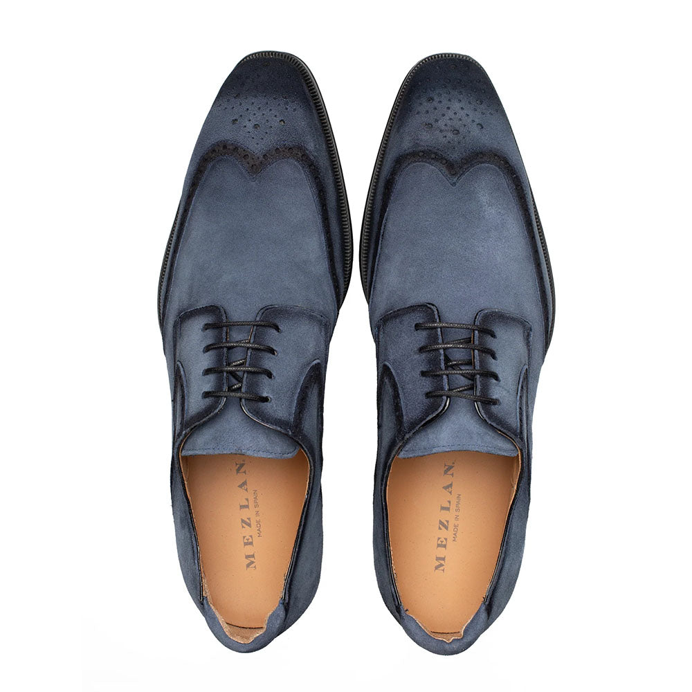 Mezlan Benante Suede Wing Tip Derby Navy (21715) - Medium