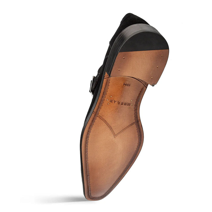 Mezlan Albini Suede Monk strap - Black