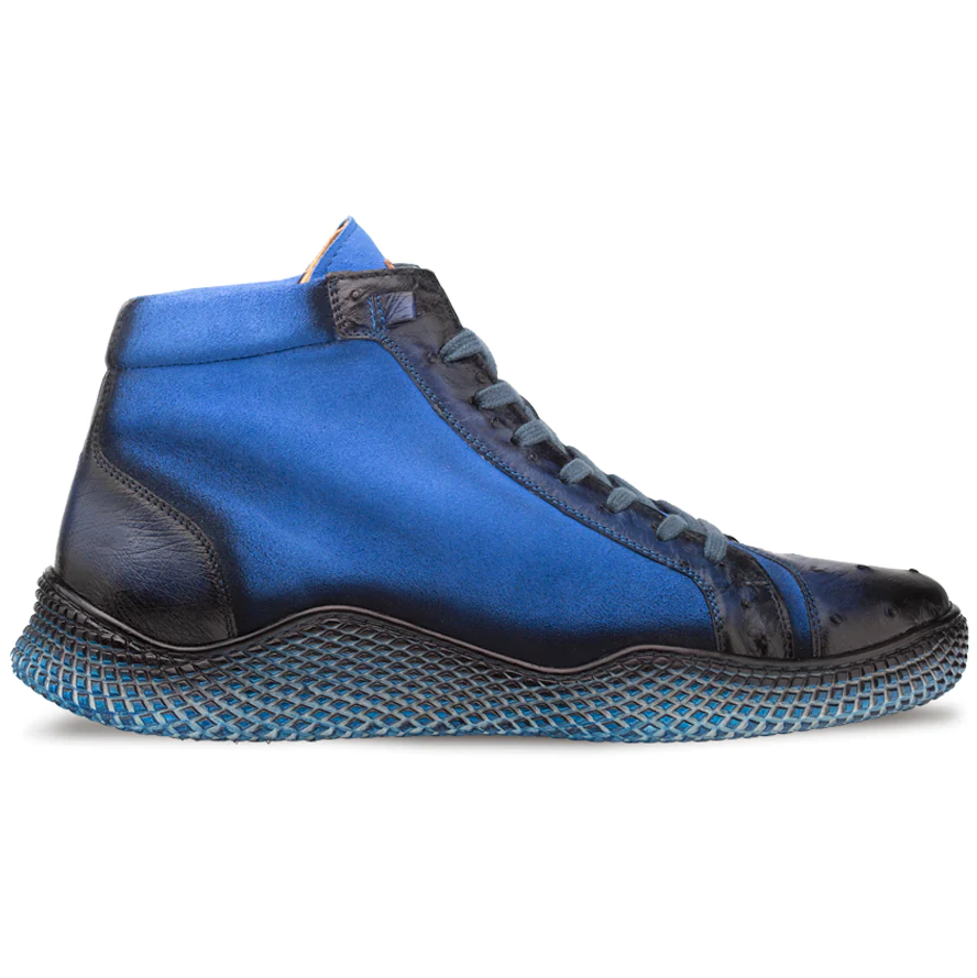 Mezlan Militare Ostrich / Suede Hi-Top Sneaker Jean / Cobalt (4987-S) - Medium