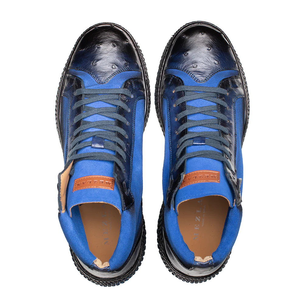 Mezlan Militare Ostrich / Suede Hi-Top Sneaker Jean / Cobalt (4987-S) - Medium