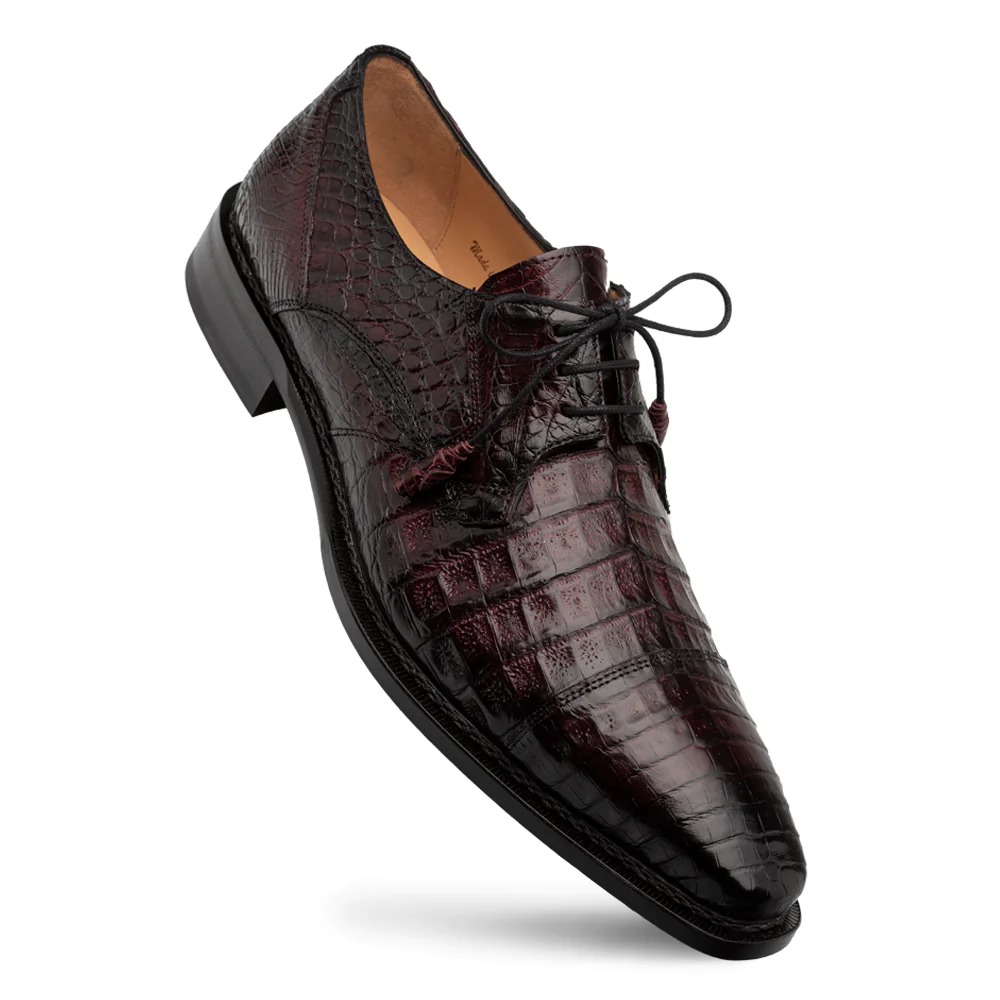 Mezlan Giovane Fuscus Crocodile Cap Toe Derby Burgundy (50032-F) - Medium