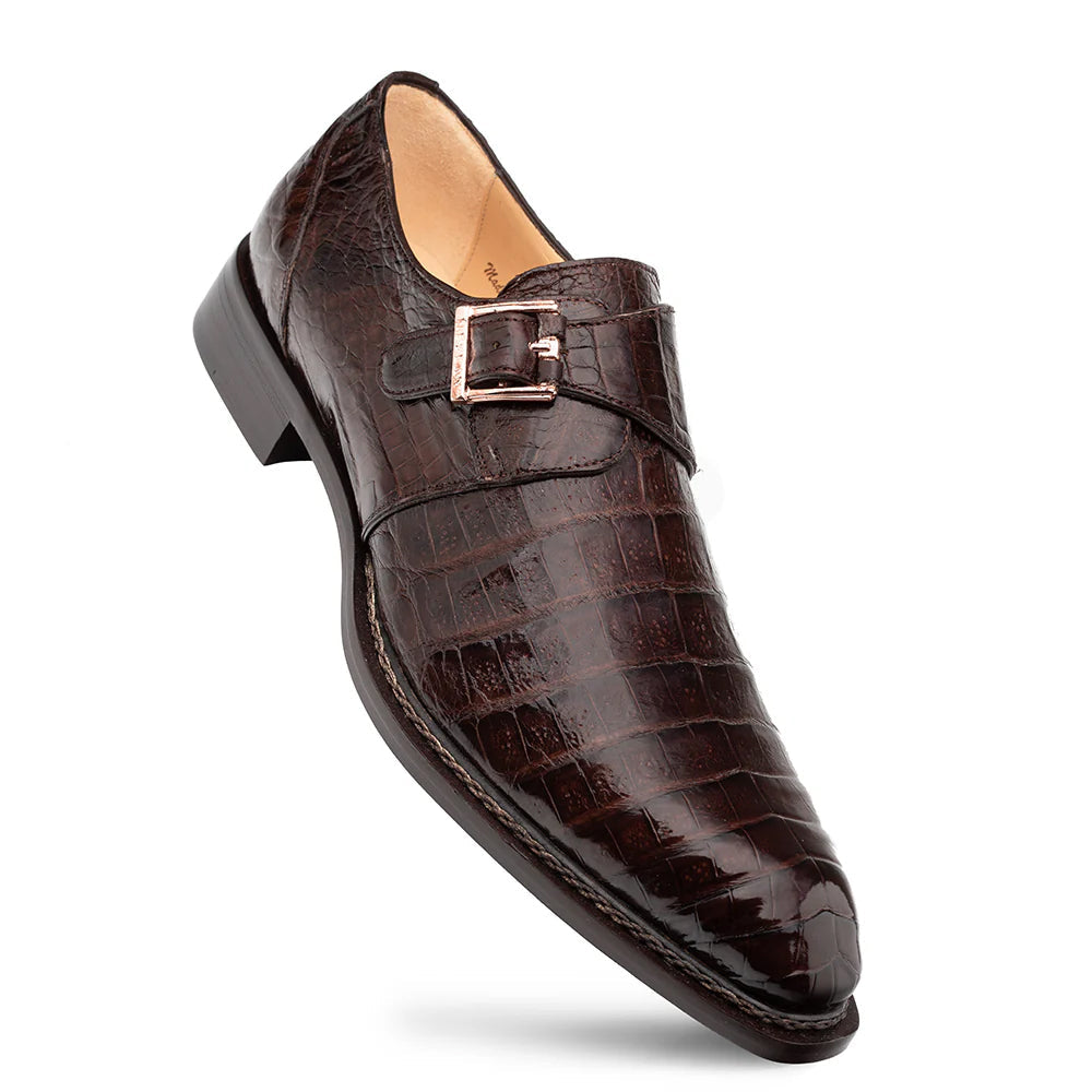 Mezlan Gigolo Crocodile Monk Strap Brown (50056-F) - Medium