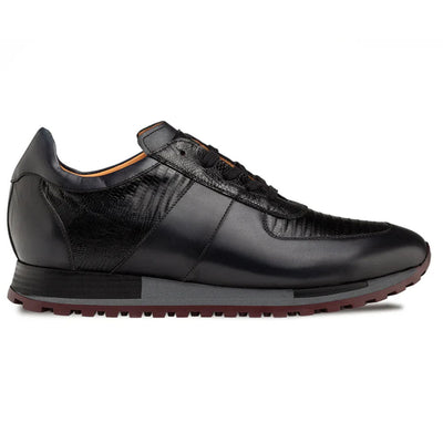 Mezlan Greenwich Calf/Lizard Sneaker - Black