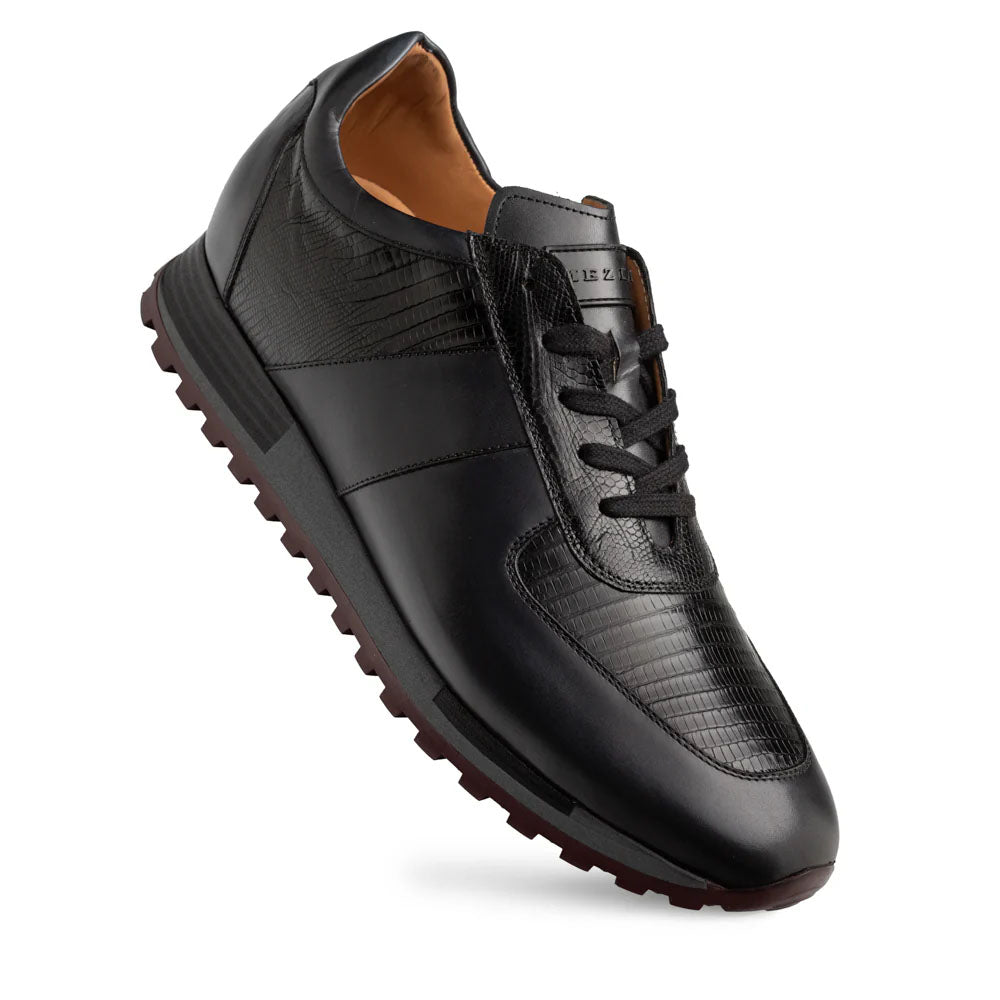 Mezlan Greenwich Calf/Lizard Sneaker - Black - Medium