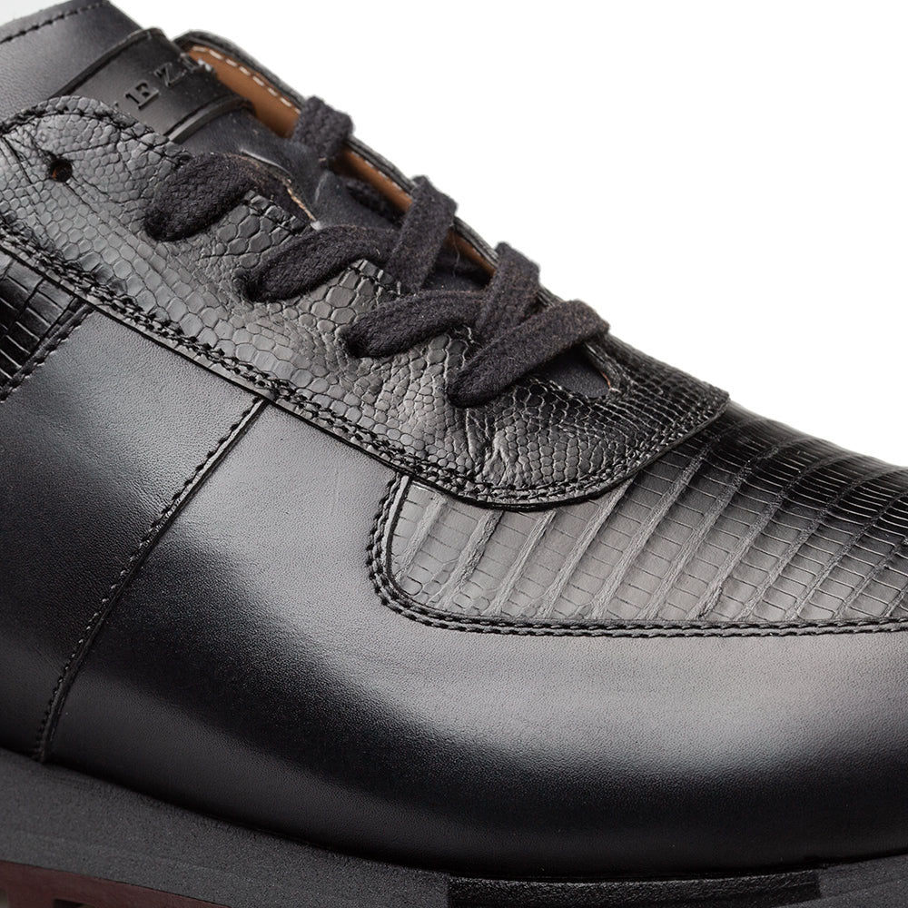 Mezlan Greenwich Calf/Lizard Sneaker - Black