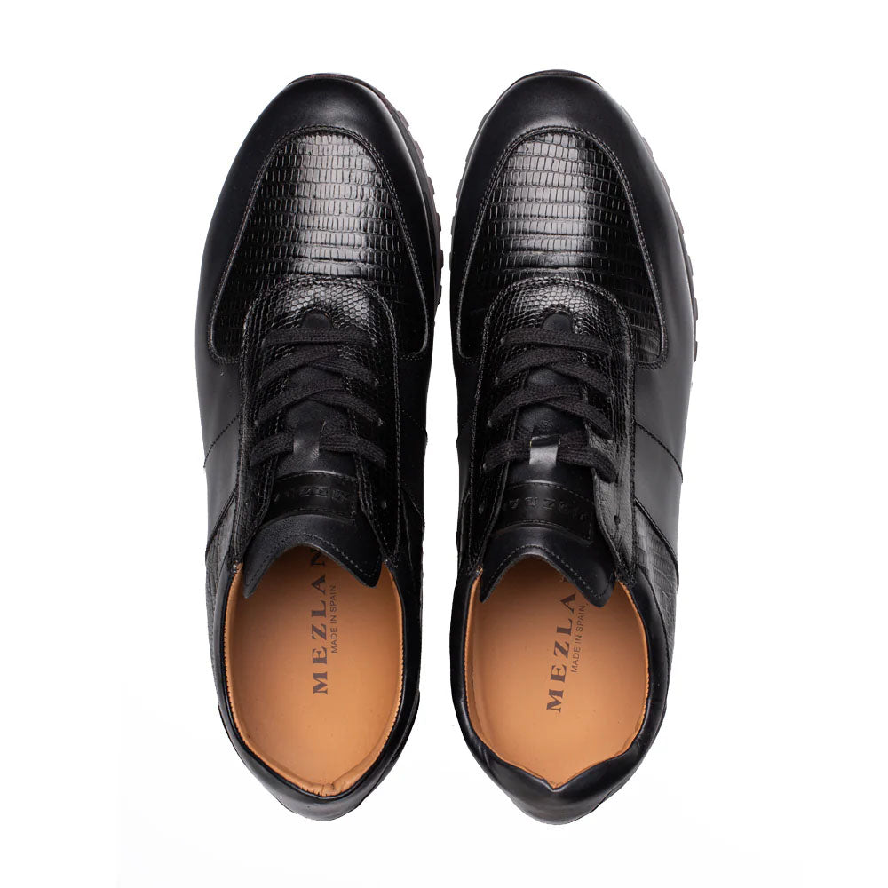 Mezlan Greenwich Calf/Lizard Sneaker - Black