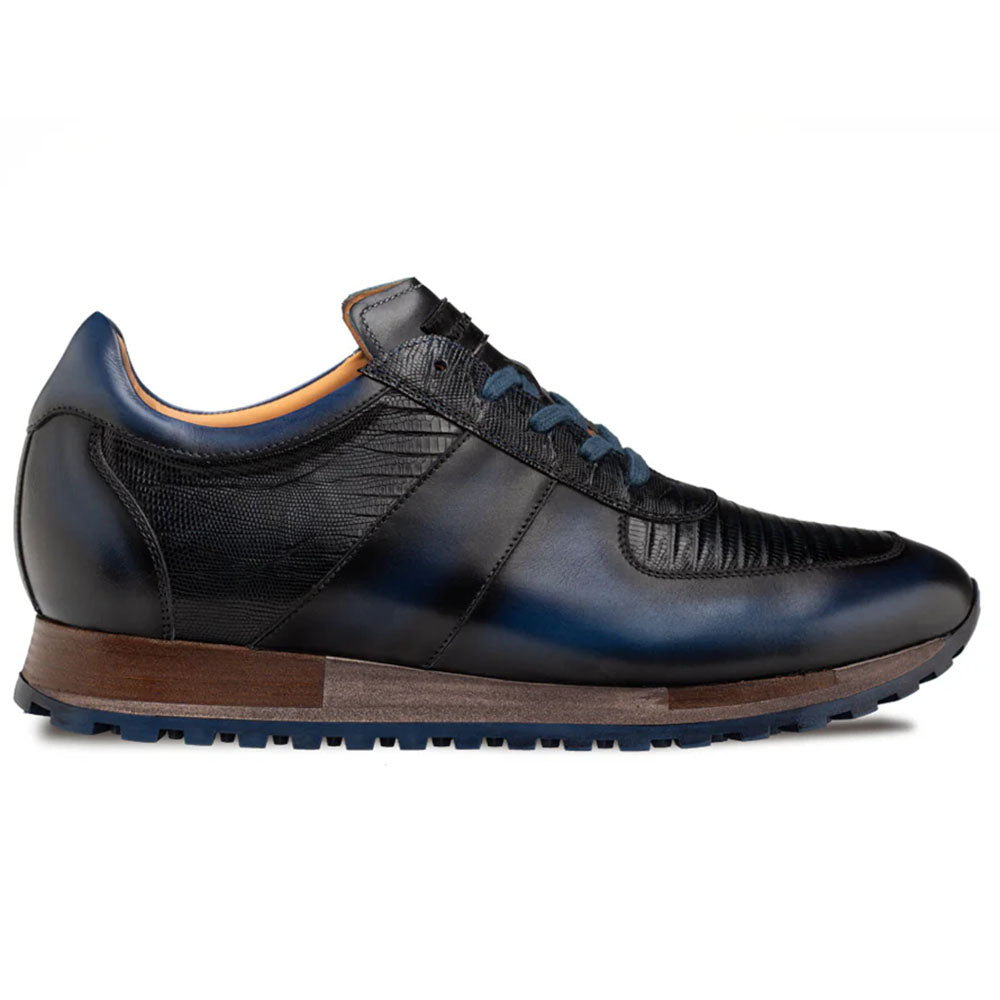 Mezlan Greenwich Calf/Lizard Sneaker - Blue - Medium