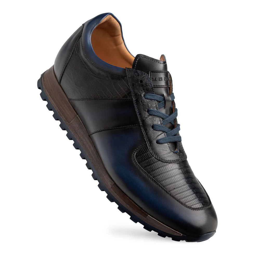 Mezlan Greenwich Calf/Lizard Sneaker - Blue - Medium