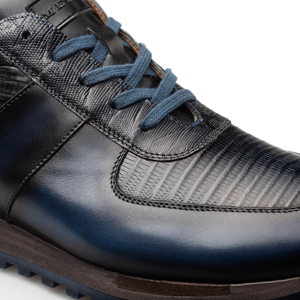 Mezlan Greenwich Calf/Lizard Sneaker - Blue - Medium