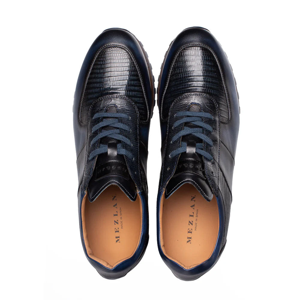 Mezlan Greenwich Calf/Lizard Sneaker - Blue - Medium