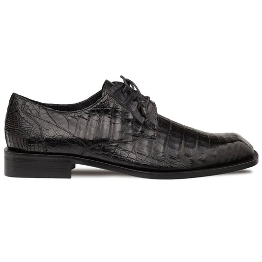 Mezlan Ugo Crocodile Square Toe Lace Up Derby Black (50200-F)