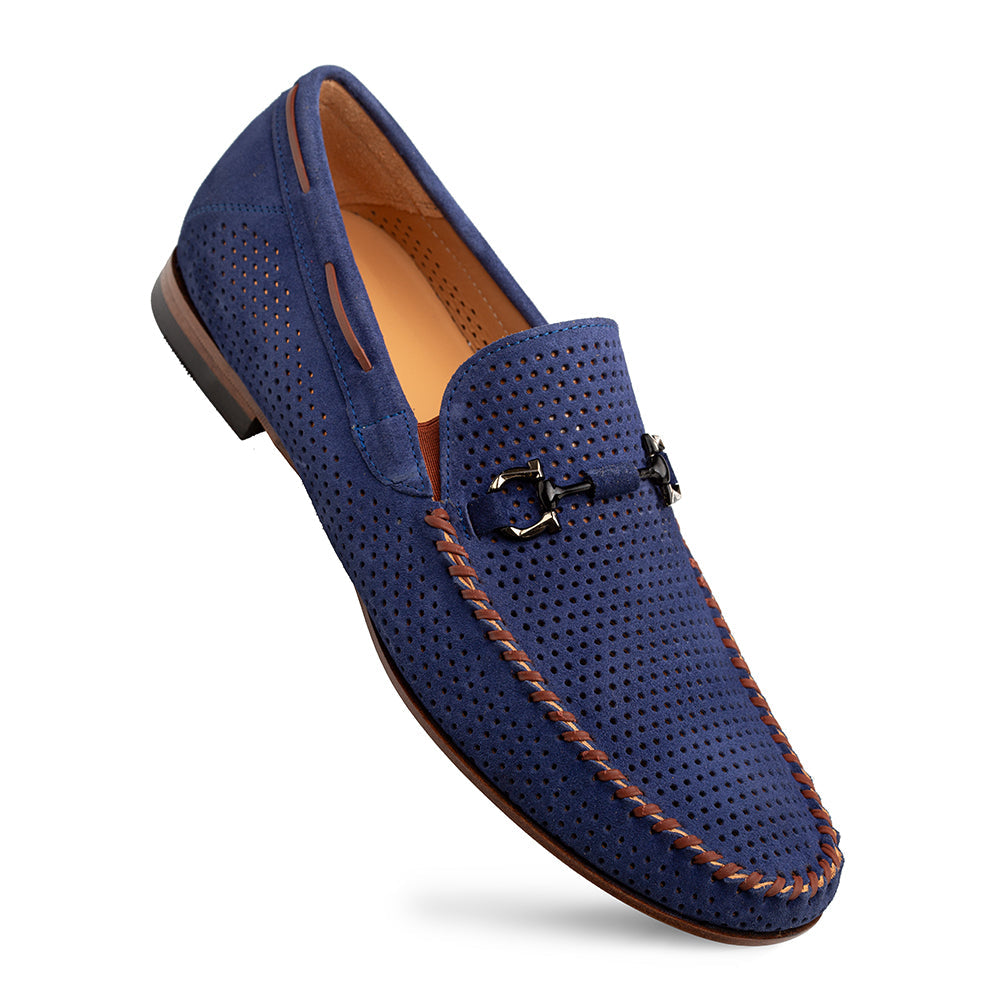 Mezlan Tarraco Perf Suede Moccasin - Luxury Italian Loafer - 8