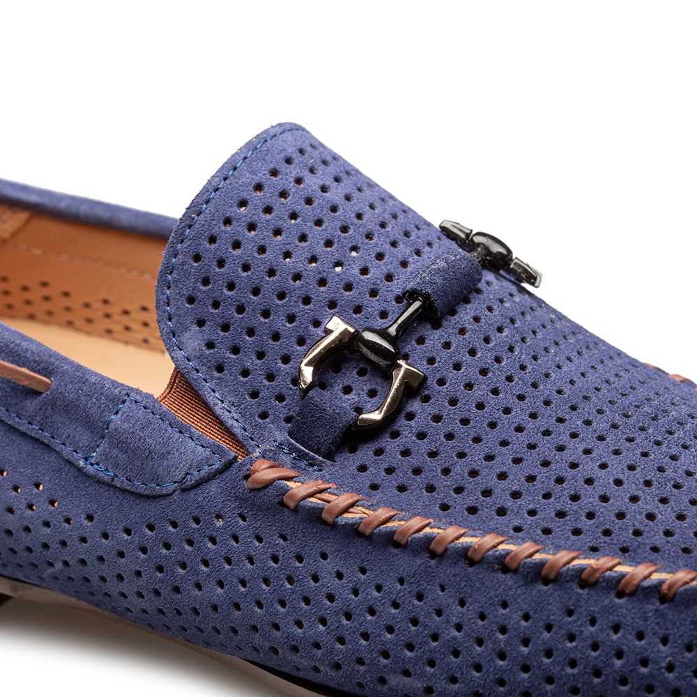 Mezlan Tarraco Perf Suede Moccasin - Luxury Italian Loafer - 8