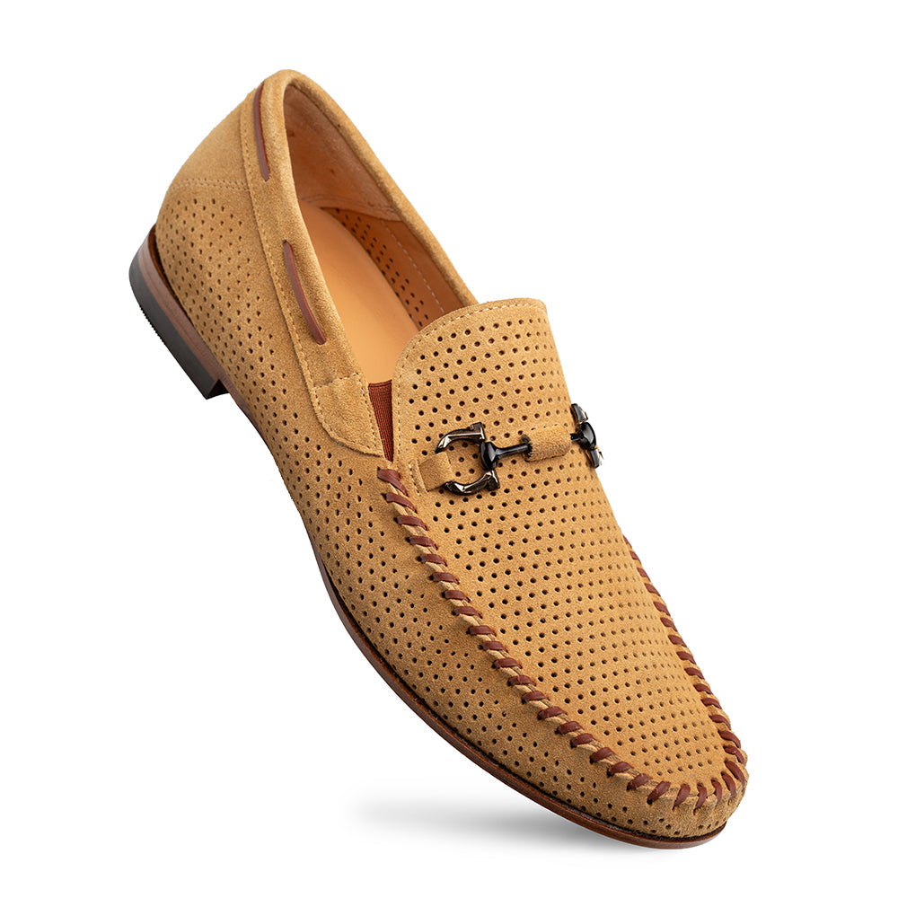 Mezlan Tarraco Perf Suede Moccasin - Luxury Italian Loafer - 8
