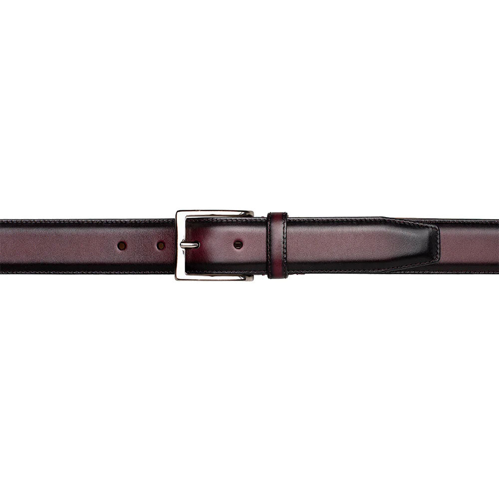 Mezlan Classic Calfskin Patina Belt Burgundy - 40