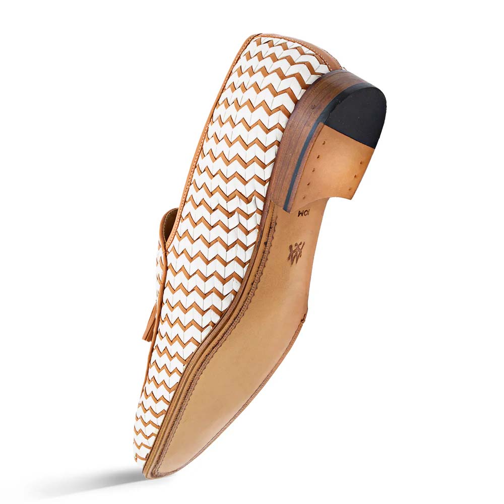 Mezlan Sants Woven Two-Tone Tassel Loafer Bone / Camel (21537) - Medium