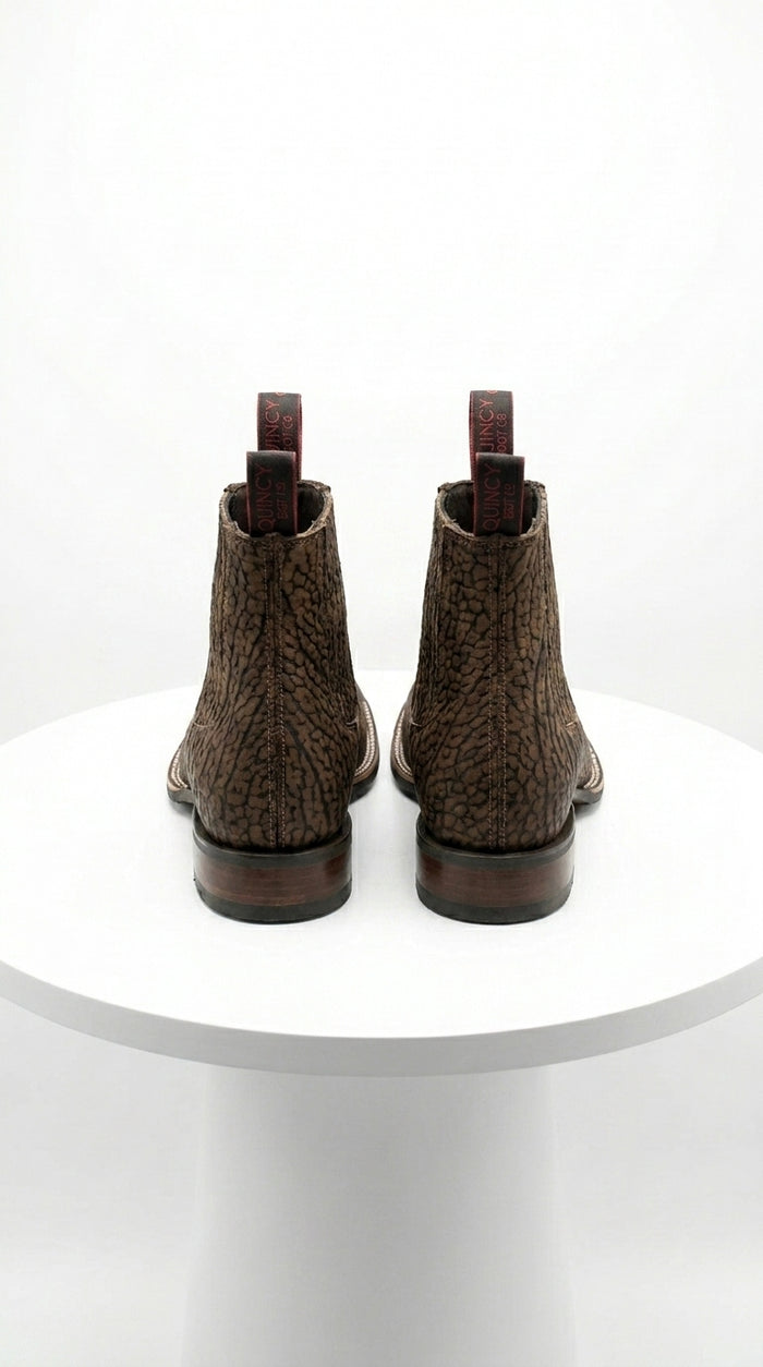 Men’s Bull Shoulder Short Cowboy Boots in Black and Brown, Western Ankle Boots with Square Toe