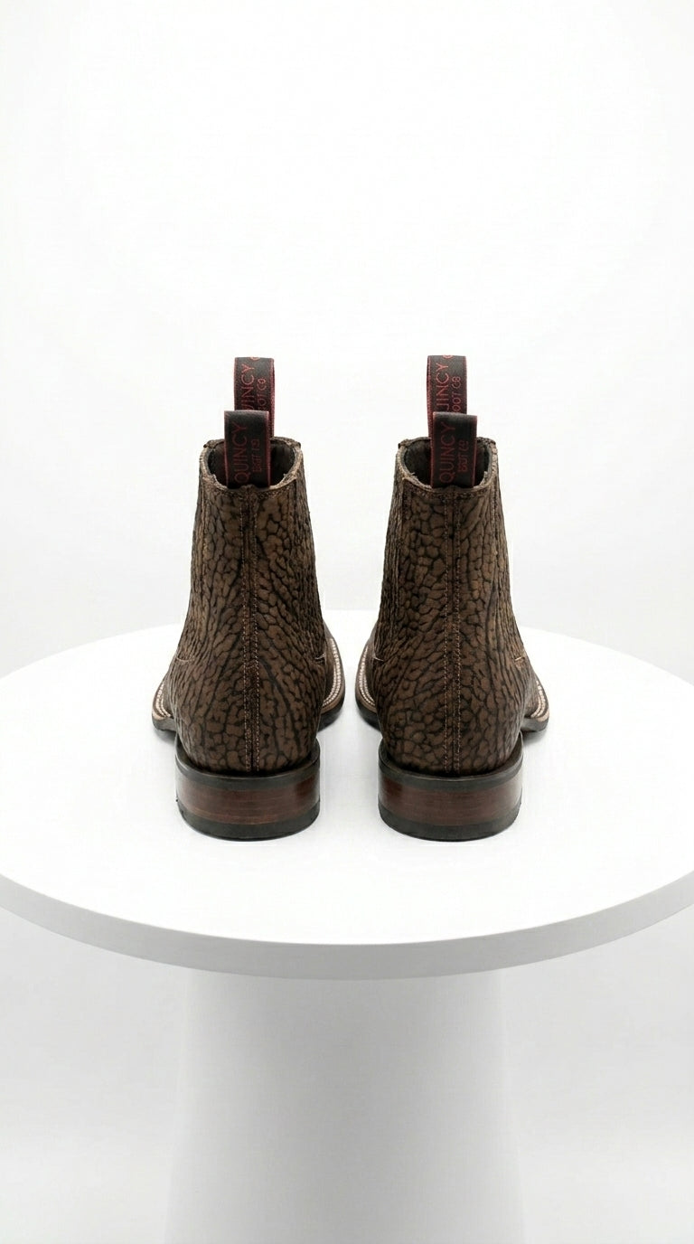 Men’s Bull Shoulder Short Cowboy Boots in Black and Brown, Western Ankle Boots with Square Toe