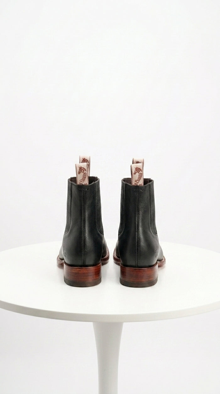 Black Square Toe Ankle Boots