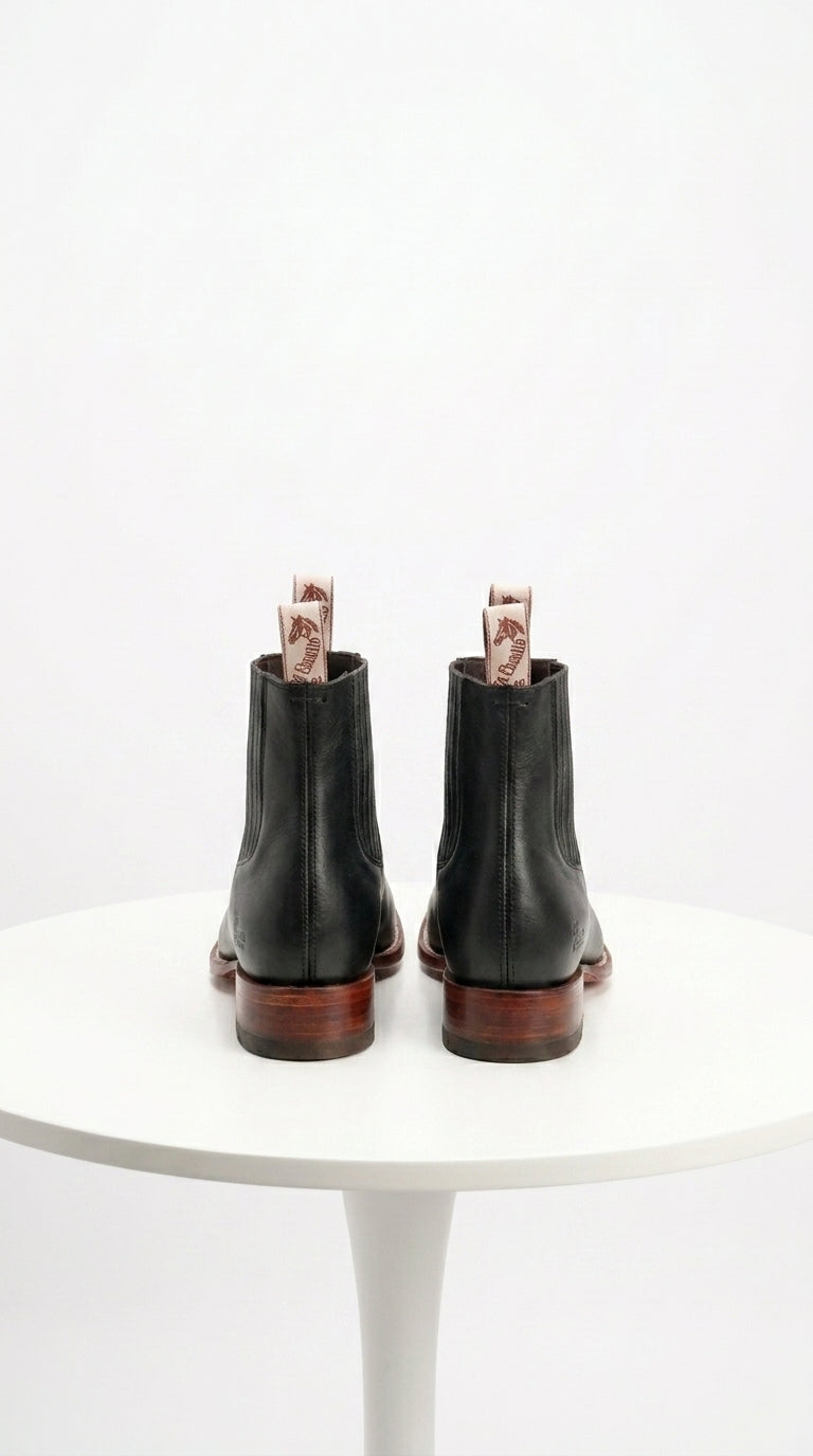 Black Square Toe Ankle Boots