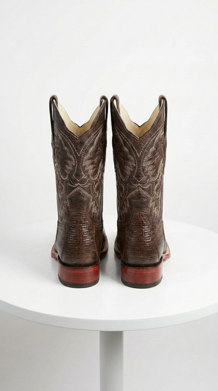 Brown Lizard Square Toe Cowboy Boots