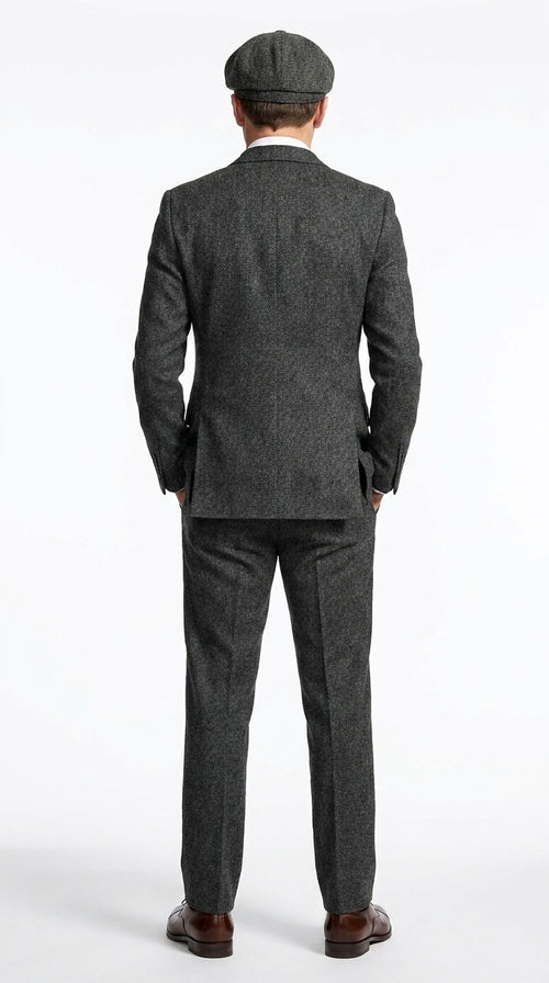 Men’s Charcoal 1920s Gangster 3 Piece Suit, Great Gatsby Formal Outfit for Weddings, Prom, Parties, and Theme Events