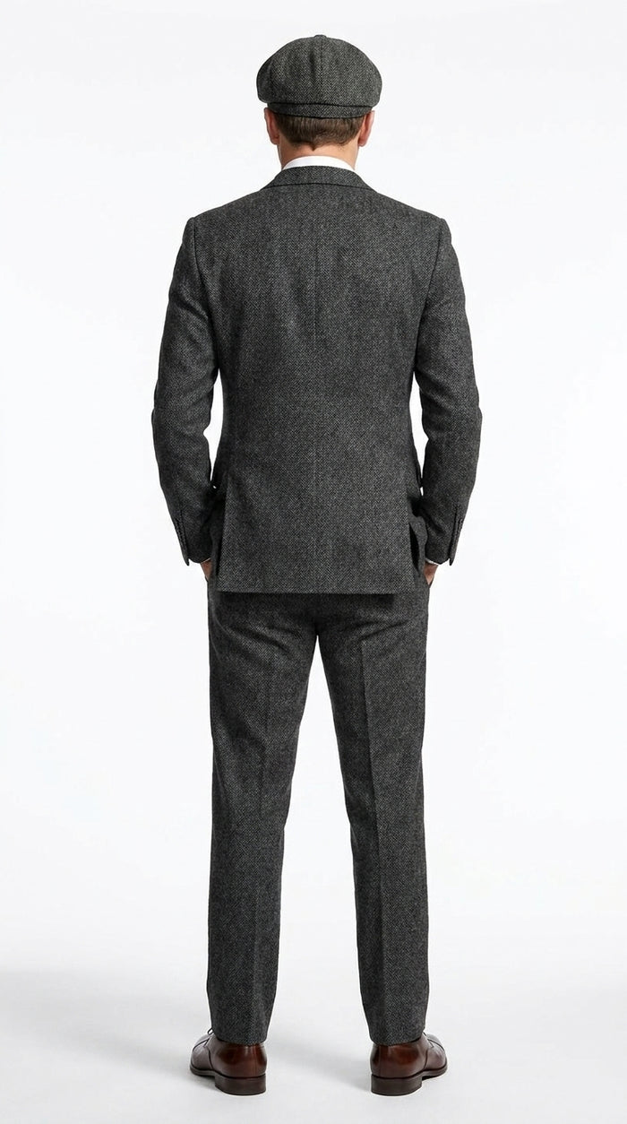 Men’s Charcoal 1920s Gangster 3 Piece Suit, Great Gatsby Formal Outfit for Weddings, Prom, Parties, and Theme Events