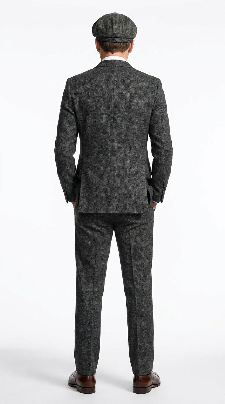 Men’s Charcoal 1920s Gangster 3 Piece Suit, Great Gatsby Formal Outfit for Weddings, Prom, Parties, and Theme Events