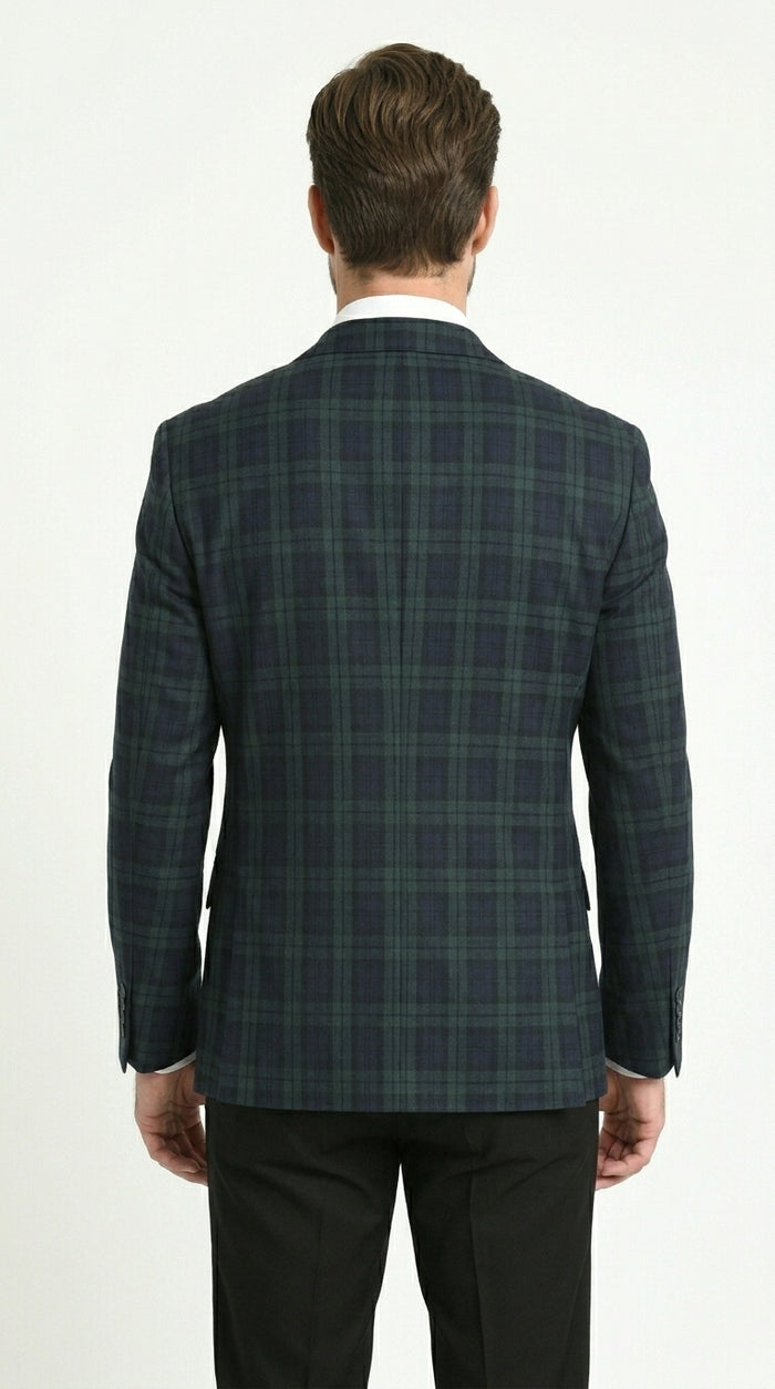 Stacy Adams Men’s Glen Plaid Hybrid Fit Sport Coat, Business Casual Blazer in Navy, Burgundy and Blue