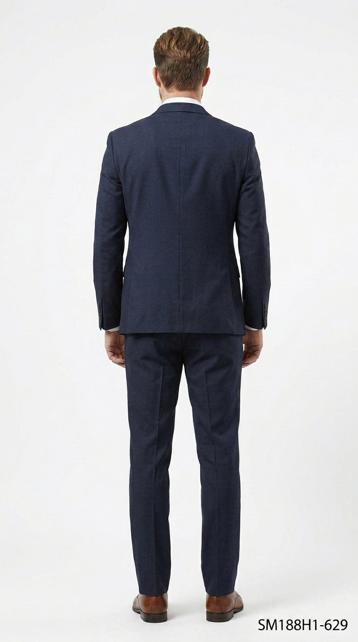 Stacy Adams Men’s 3 Piece Glen Check Hybrid Fit Suit, Formal Wedding Business Suit in Navy, Gray and Brown