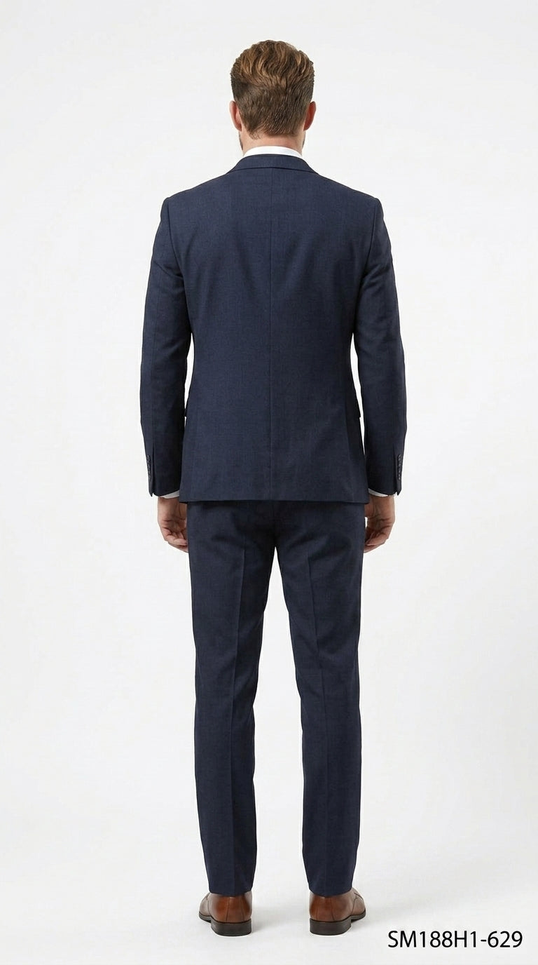 Stacy Adams Men’s 3 Piece Glen Check Hybrid Fit Suit, Formal Wedding Business Suit in Navy, Gray and Brown