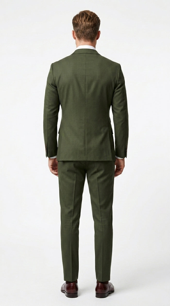Men’s Dark Green Double Breasted Suit, Classic Formal Wedding Business Dress Suit