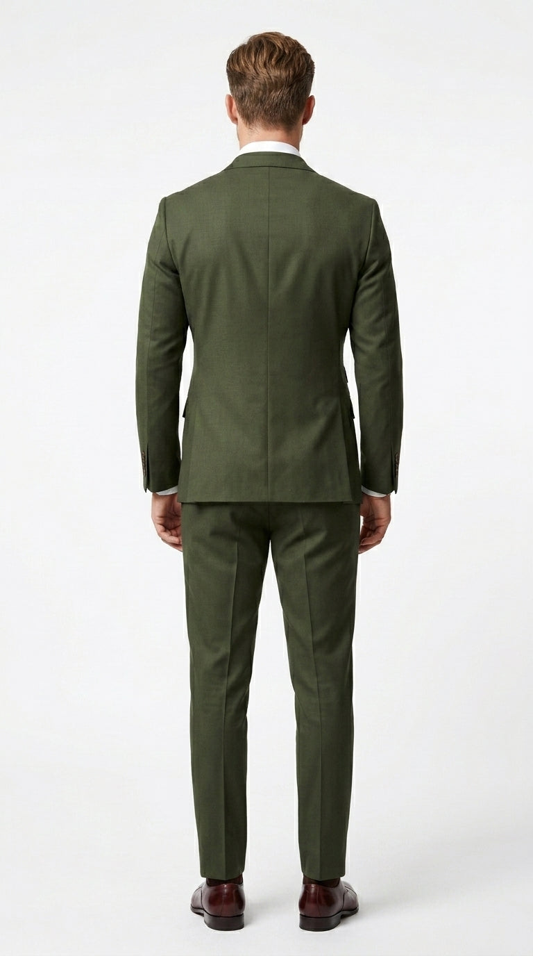 Men’s Dark Green Double Breasted Suit, Classic Formal Wedding Business Dress Suit