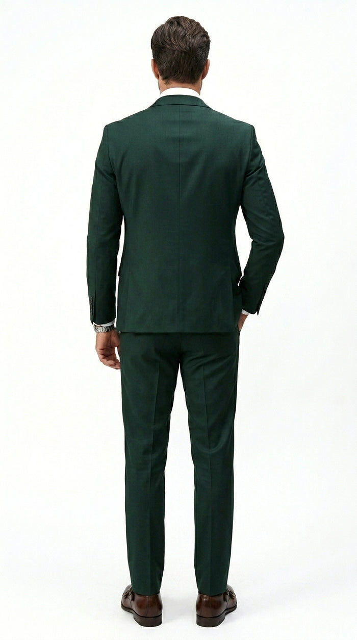 Men’s Hunter Green Vested Suit, Statement Formal Wedding Prom 3 Piece Suit Set
