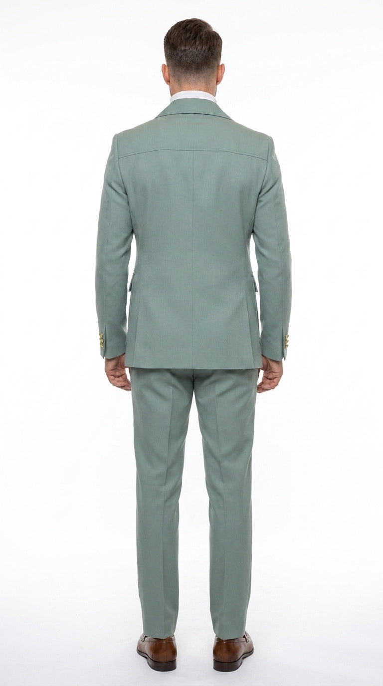 Men’s Olive Green Safari Suit Set, Utility Jacket and Adjustable Waist Pants Casual Outfit