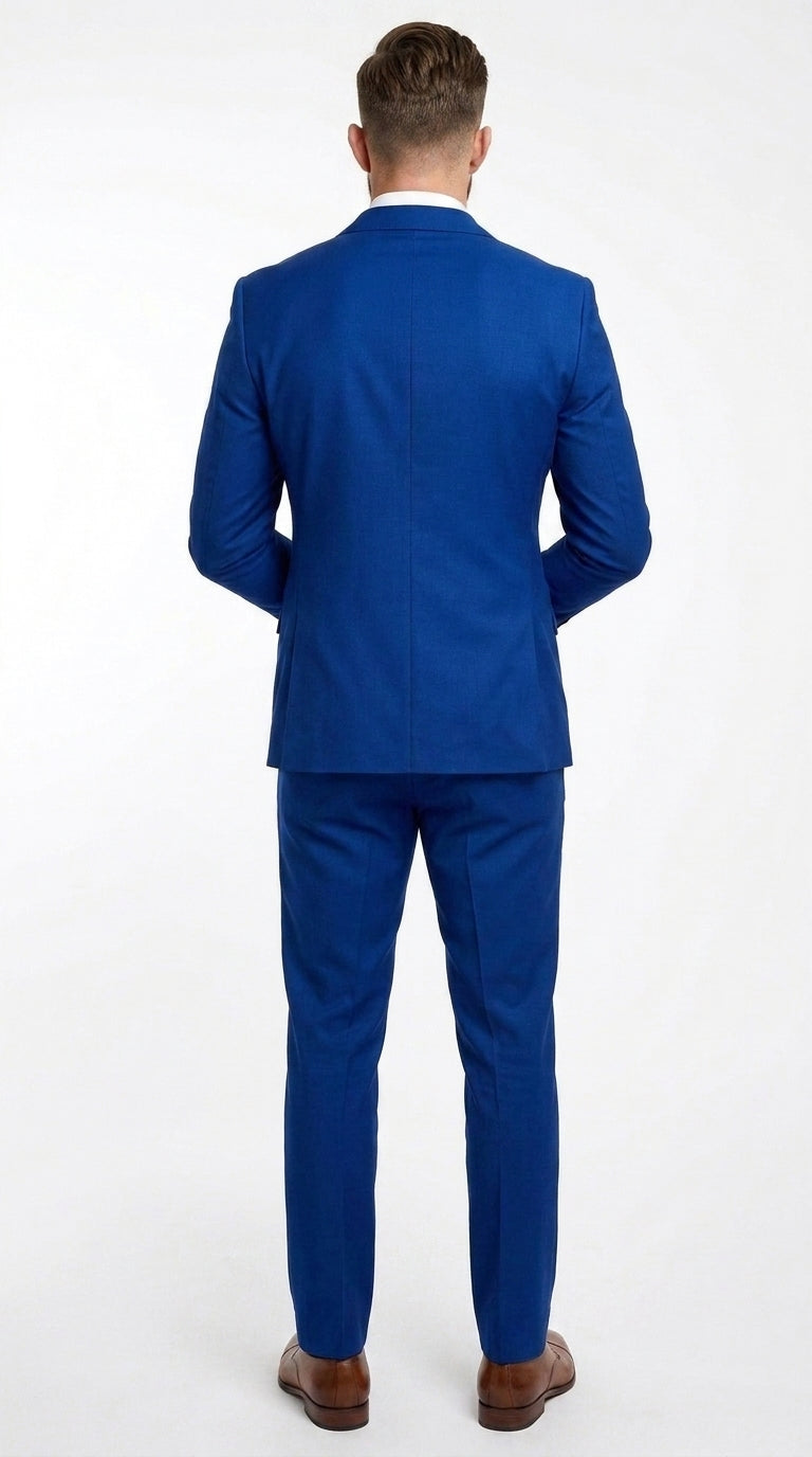 Men’s Dark Royal Blue Suit Separates, Big and Tall Indigo Cobalt Blue Formal Dress Suit - 38 Short Jacket+32 Waist Adjustable 28to34)(Height: 5 4 to5 7 )(Neck  15-16.5)S-M)
